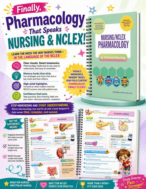 Nursing NCLEX Pharmacology – Visual Memory & Mnemonics Guide